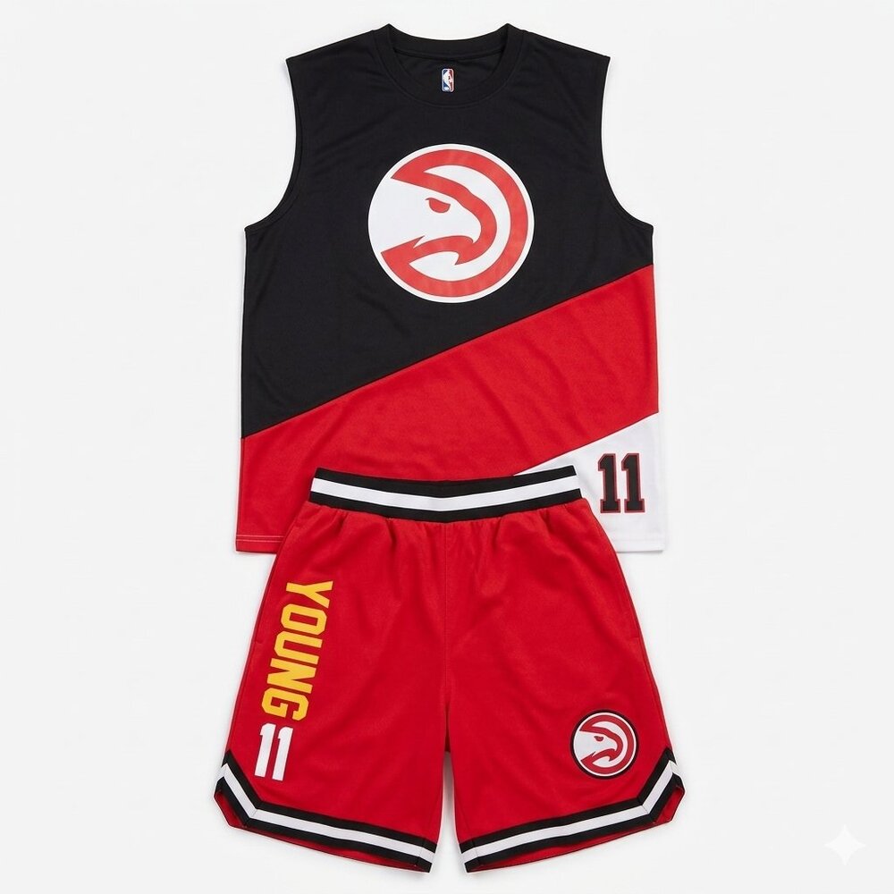Atlanta Hawks  Trey Young Matching Short Set with Classic Basketball Jersey Tee